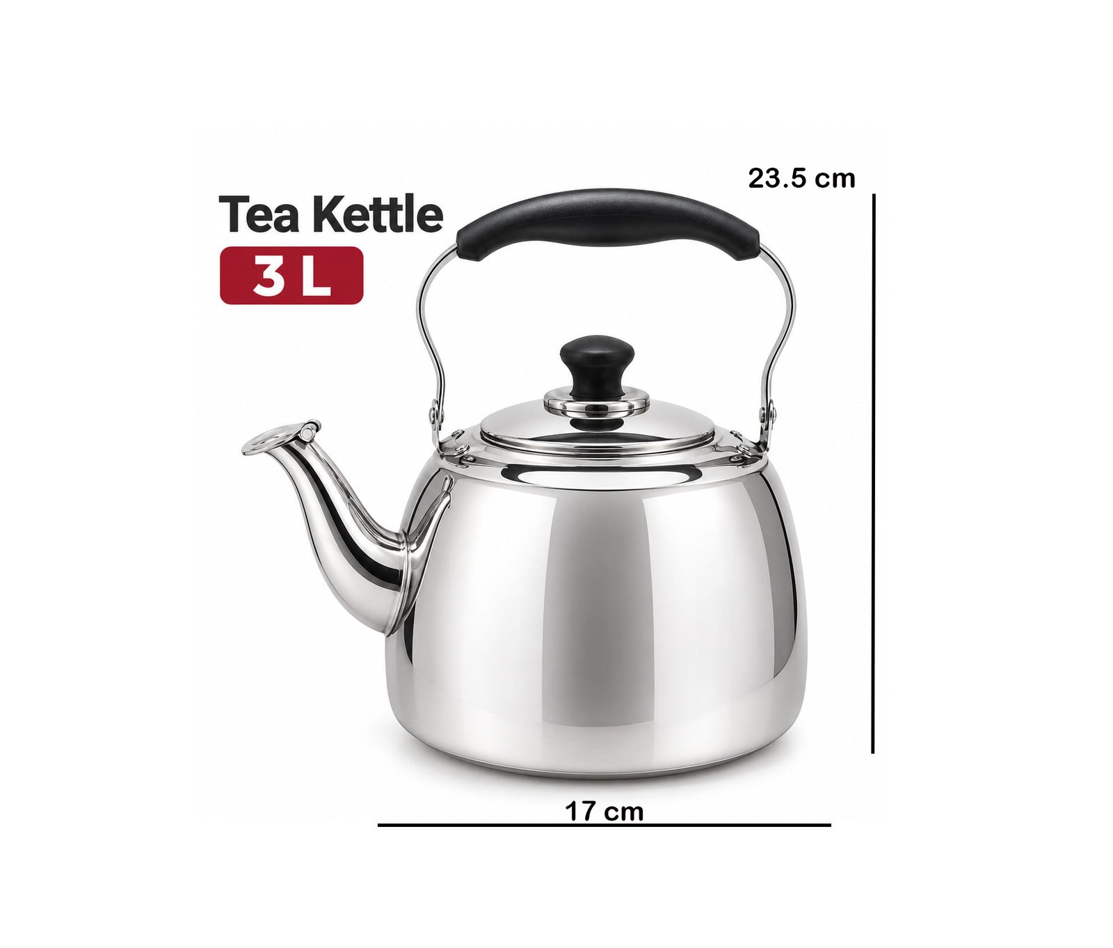 WHISTLING TEA KETTLE 3 L SILVER STAINLESS STEEL