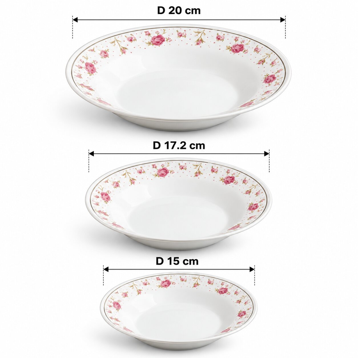 FLORAL CERAMIC DINNER PLATE SET 36 PIECES WHITE - Image 2
