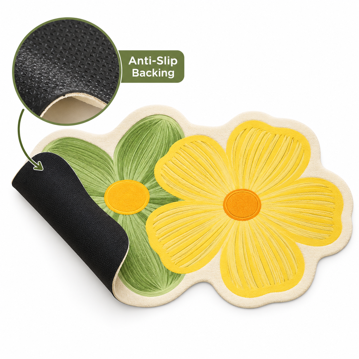 DOUBLE-FLOWER NON-SLIP ABSORBENT BATHMAT 80CM