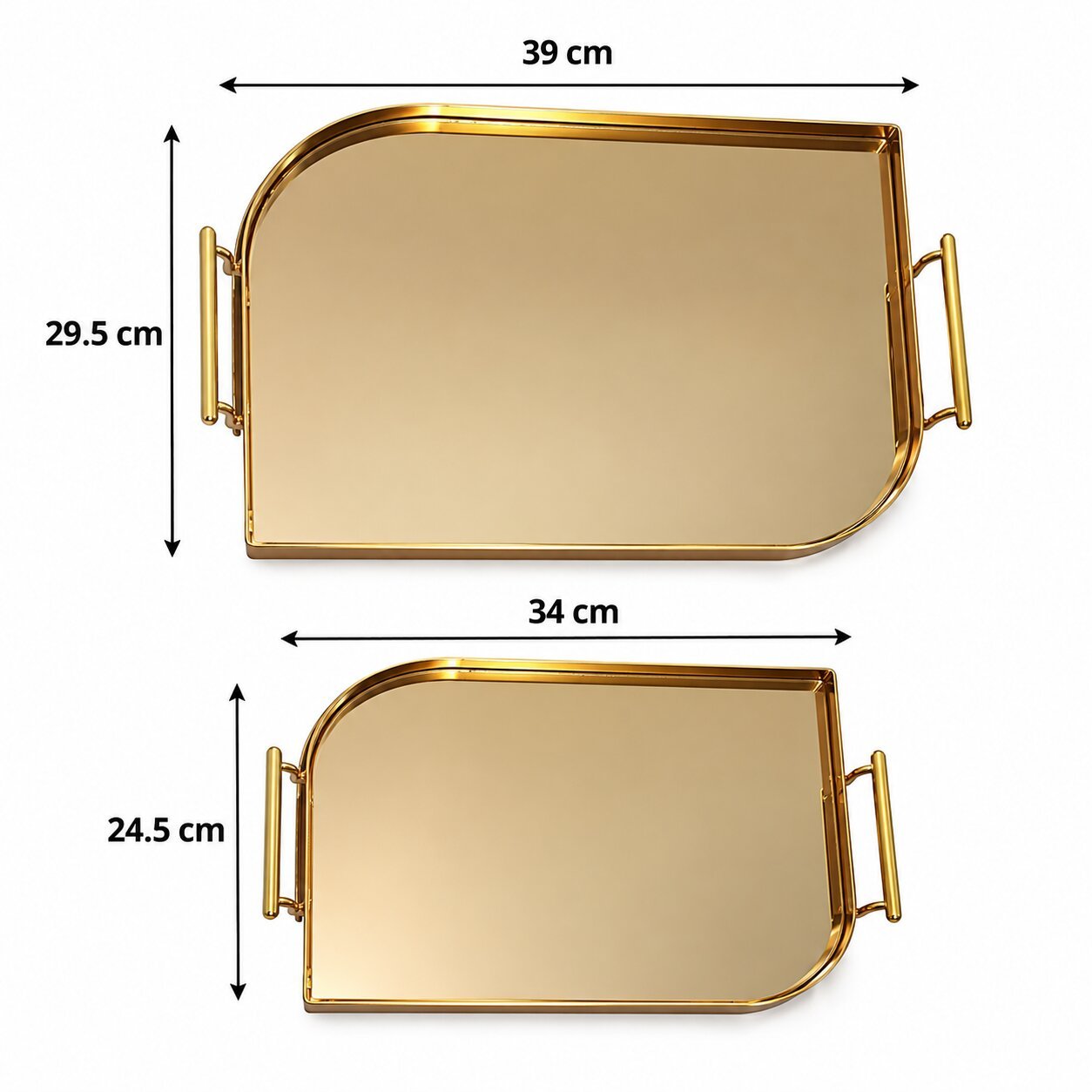 BROWN-GOLD DECORATIVE MIRRORED TRAYS SET OF 2 - Image 6