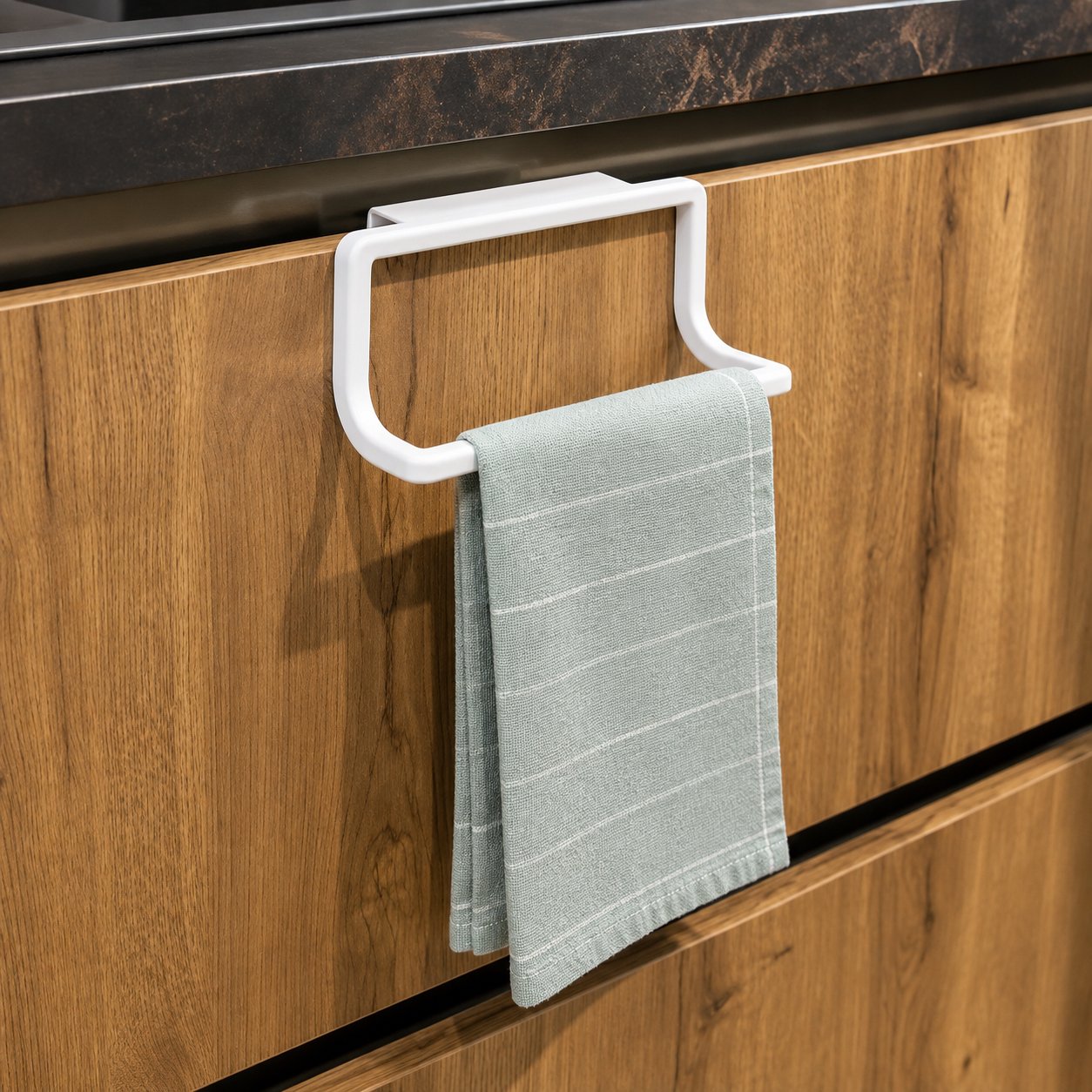 OVER-CABINET HAND TOWEL HOLDER – PLASTIC WHITE