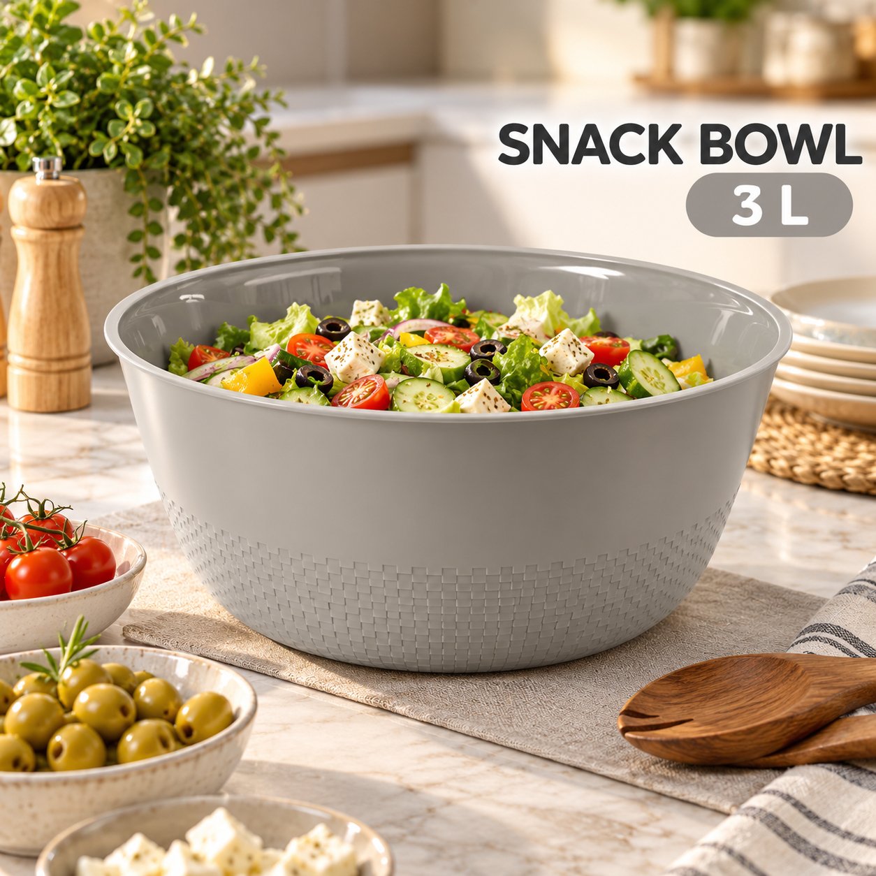 PLASTIC SNACK & SERVING BOWL 3 L - MOSAIC