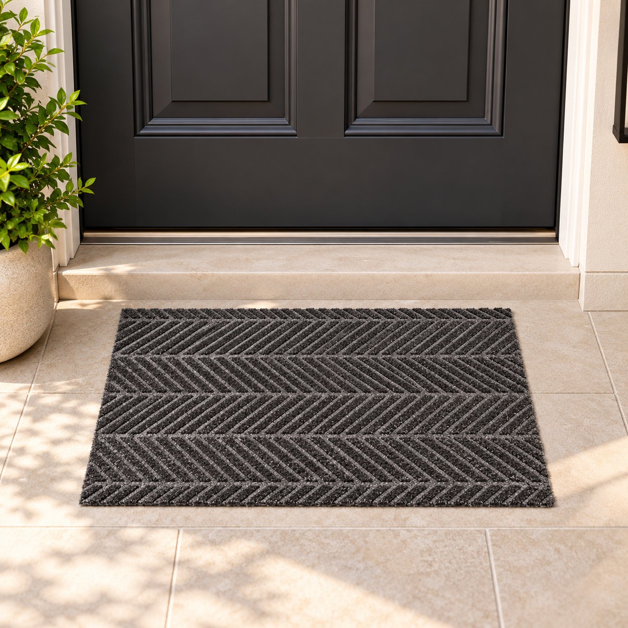 RECTANGULAR CHEVRON PATTERN DOOR MAT 80X50 CM