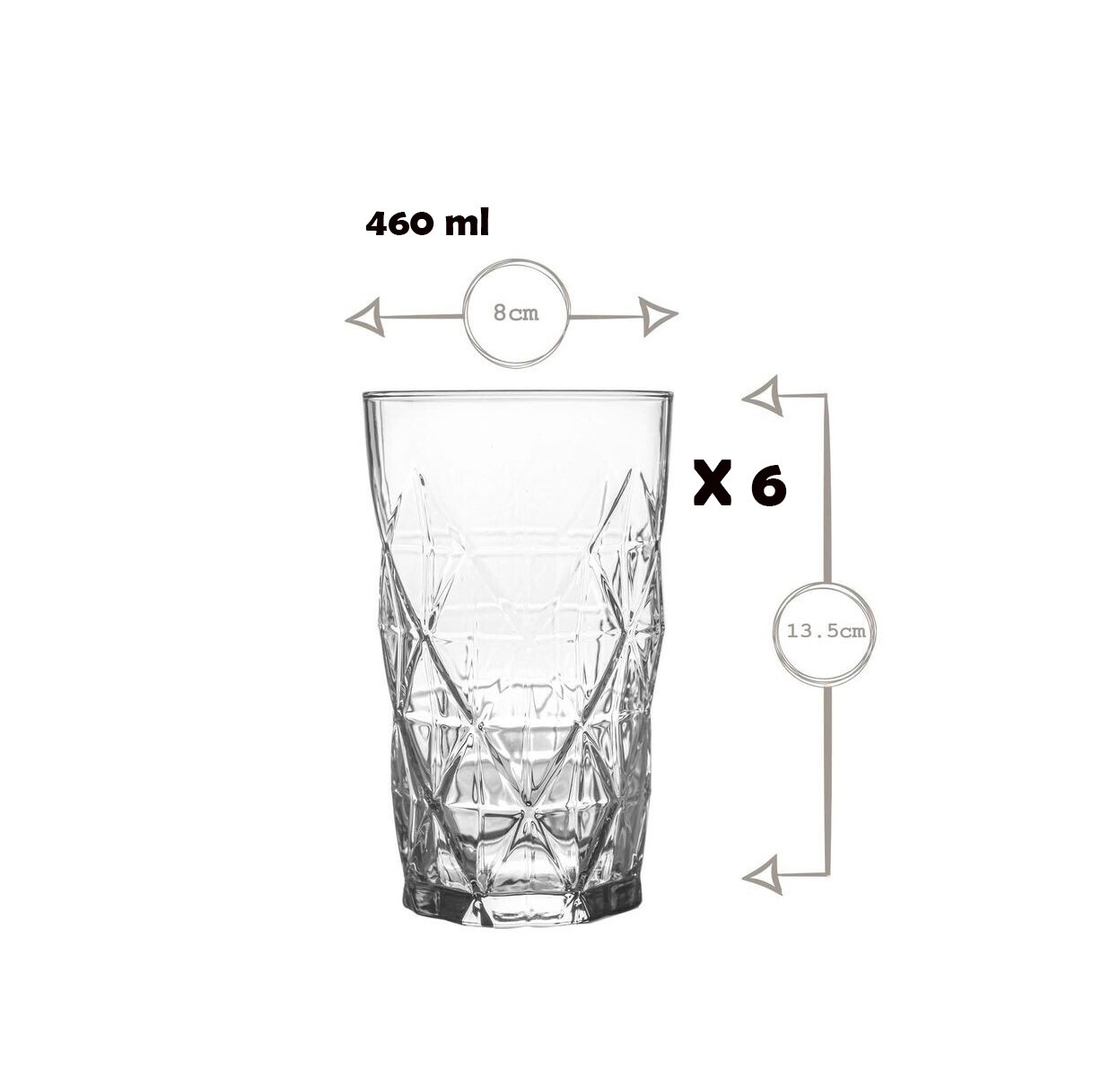 KEOPS 12-PIECE DIAMOND-CUT GLASS CUP SET