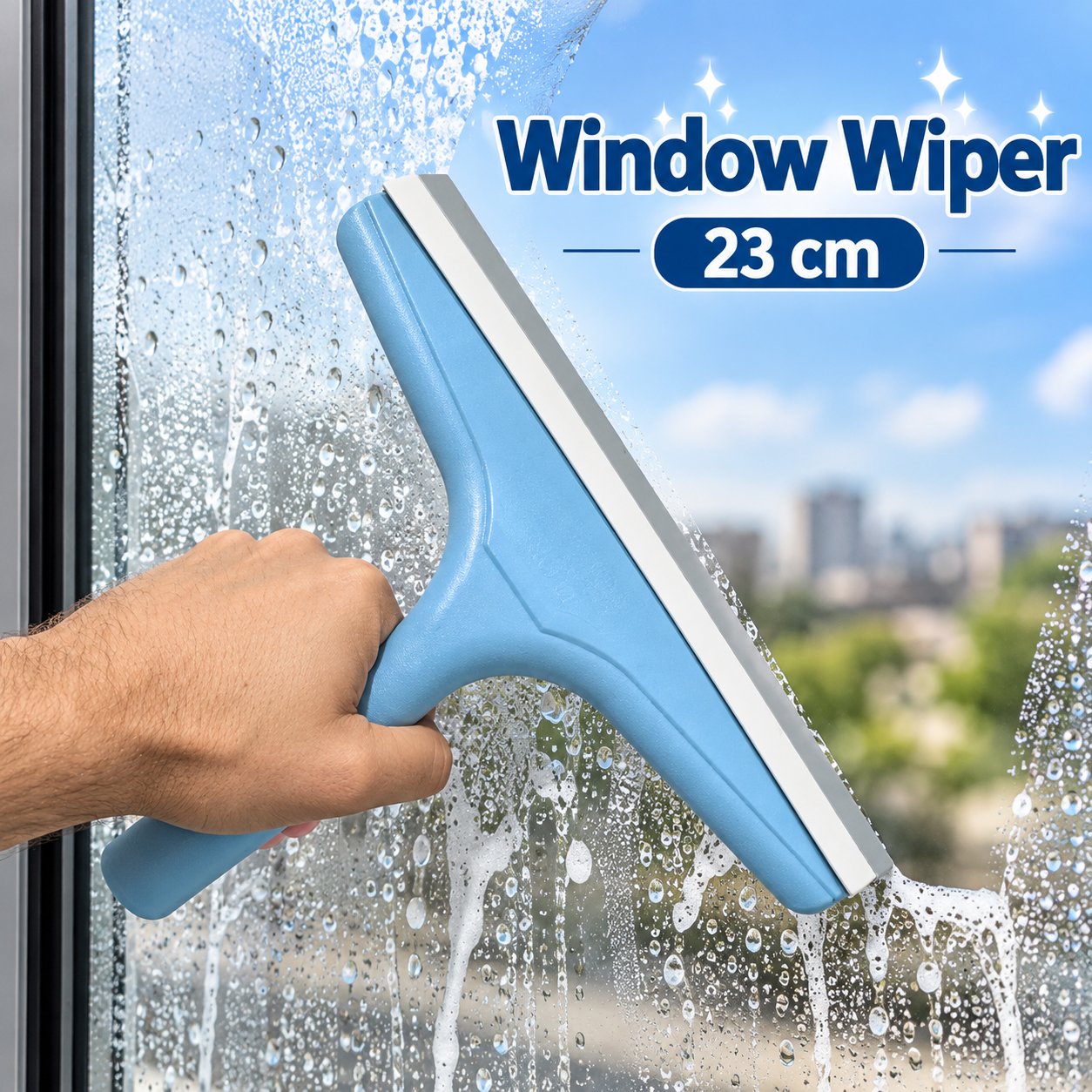 HANDHELD WINDOW WIPER WITH RUBBER BLADE 23 CM - Image 2
