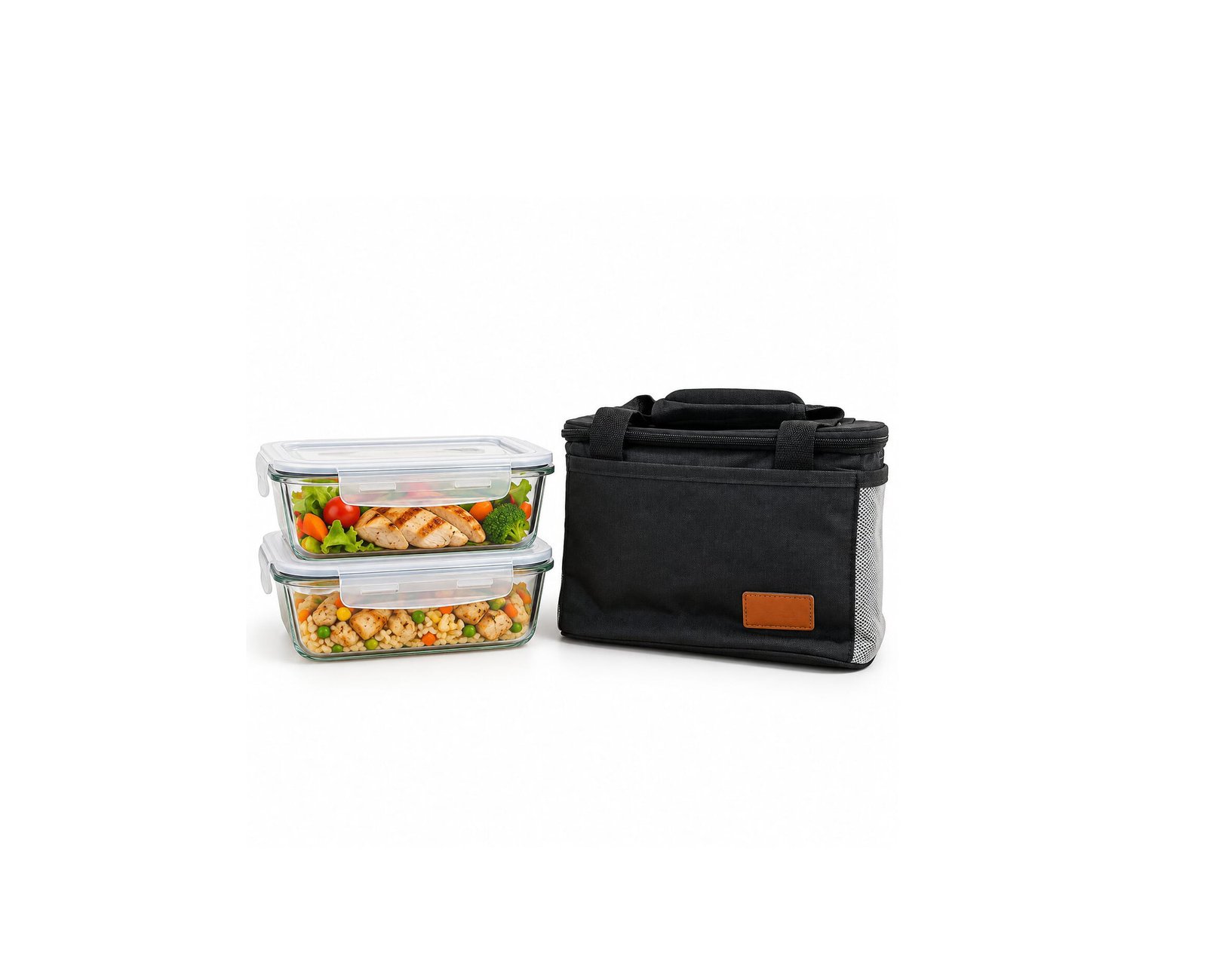 LUNCH BAG & 2 GLASS FOOD CONTAINERS SET DOSTHOFF
