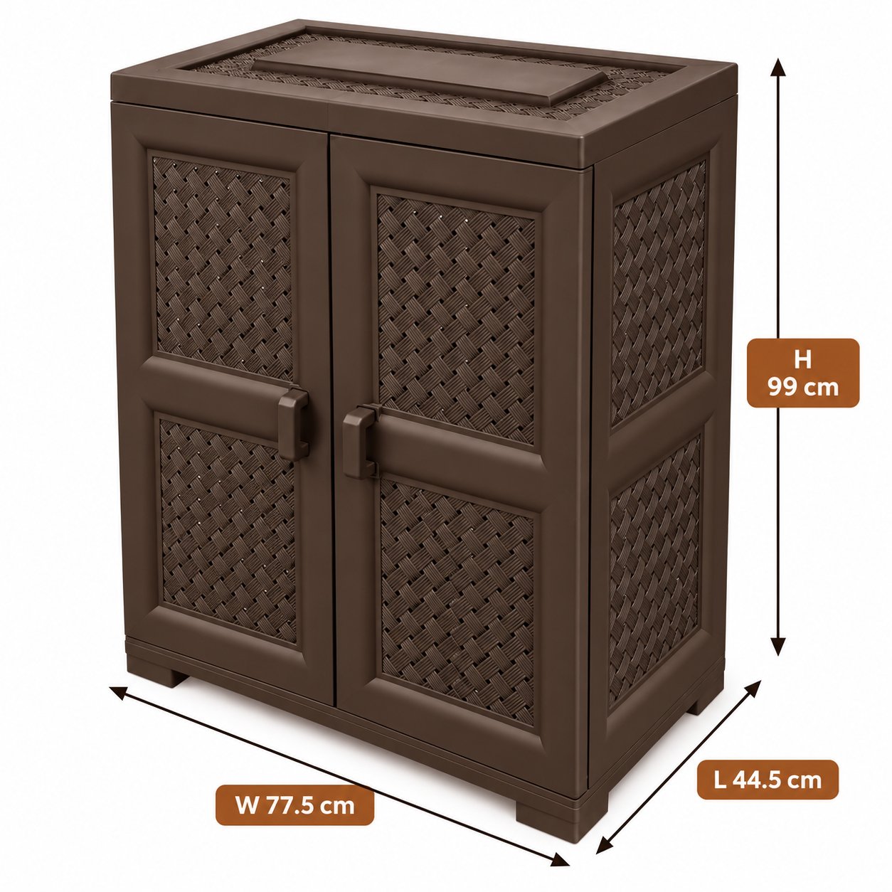 DARK BROWN STORAGE CABINET WITH 4 SHELVES AND 2 DOORS