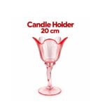 LIGHT PINK GLASS CANDLE HOLDER 20 CM