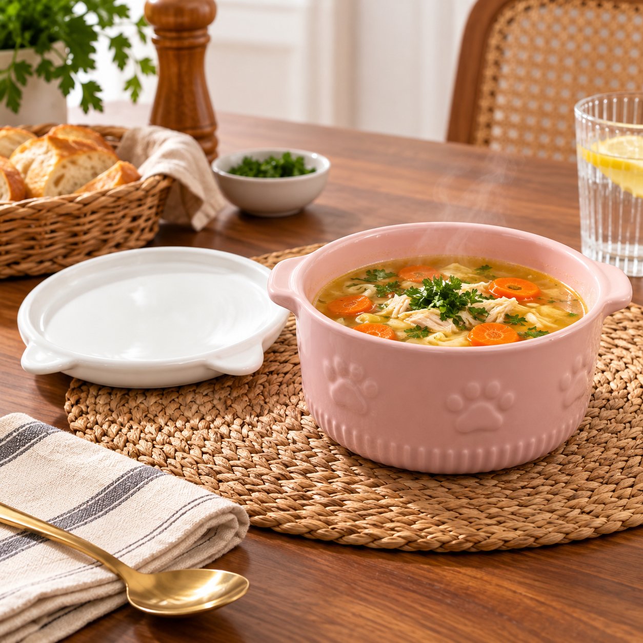 CERAMIC SERVING BOWL WITH LID 14CM