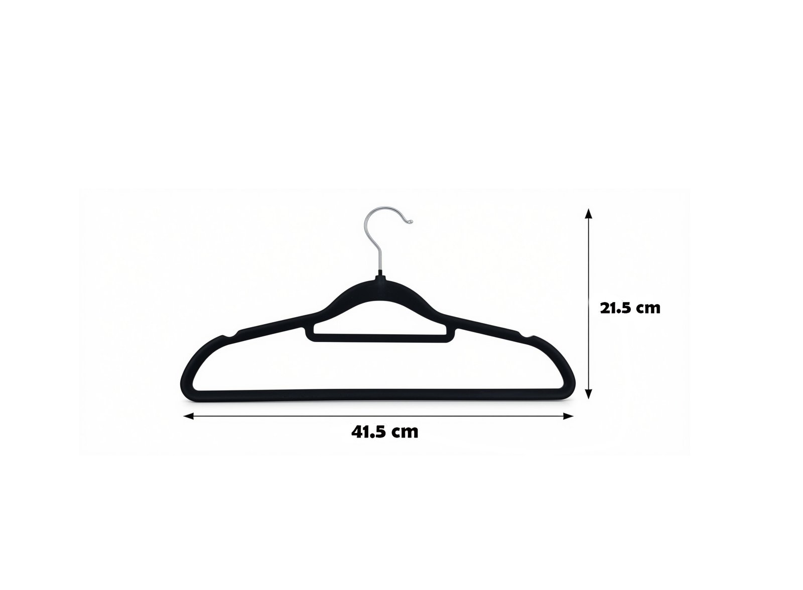 SET OF 5 NON-SLIP VELVET CLOTHES HANGERS BLACK - Image 4