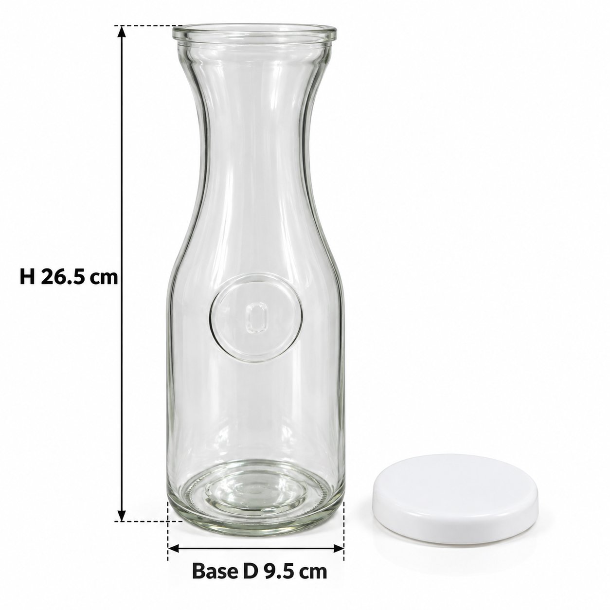 CLEAR GLASS WATER BOTTLE 1 L WITH PLASTIC LID