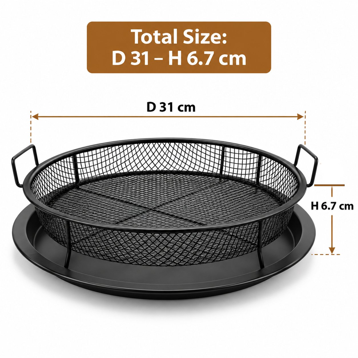 OVEN AIR FRYING BASKET & BAKING TRAY SET 2 PCS - BLACK - Image 2