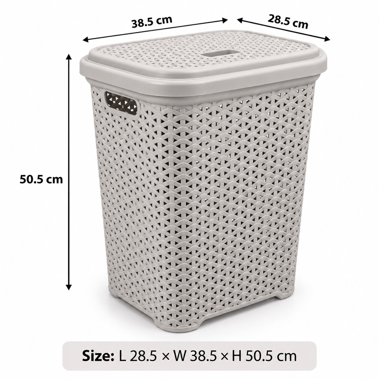 RATTAN STYLE PLASTIC LAUNDRY HAMPER WITH LID 35L