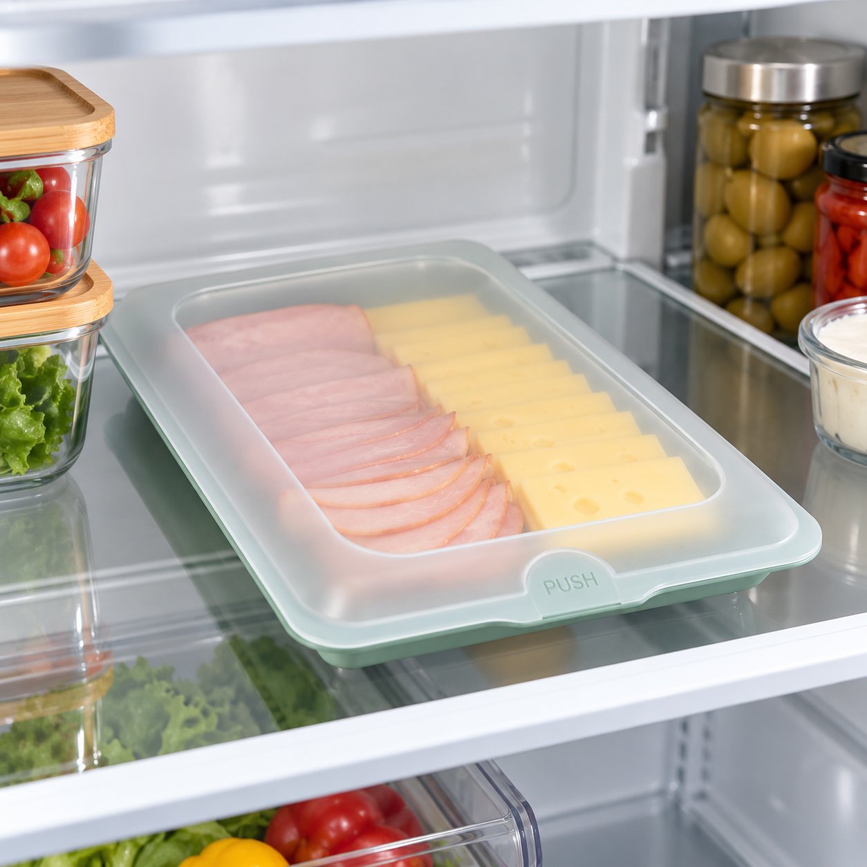 SLIM COLD CUT & CHEESE STORAGE CONTAINER WITH LID