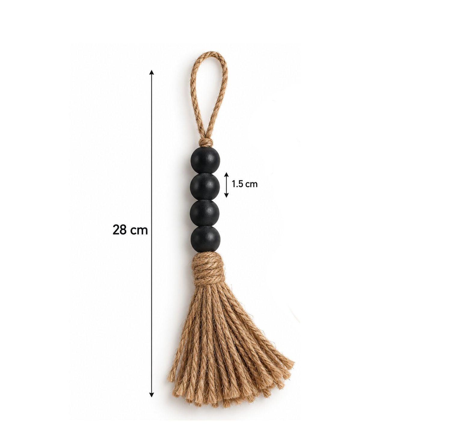 WOODEN BEAD HANGING ORNAMENT WITH JUTE TASSEL - Image 4