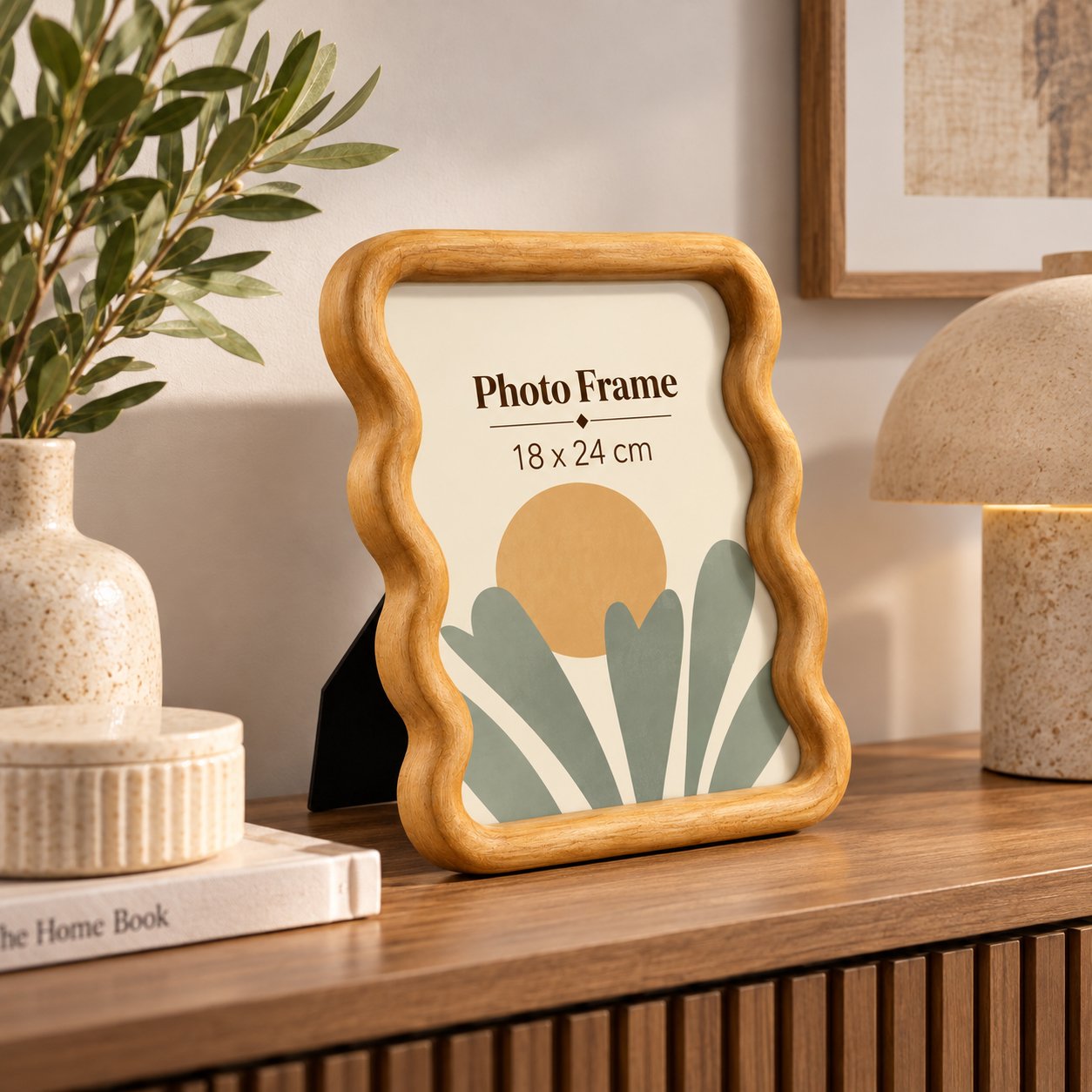 WAVY WOODEN PHOTO FRAME FOR TABLE DECOR 28 CM