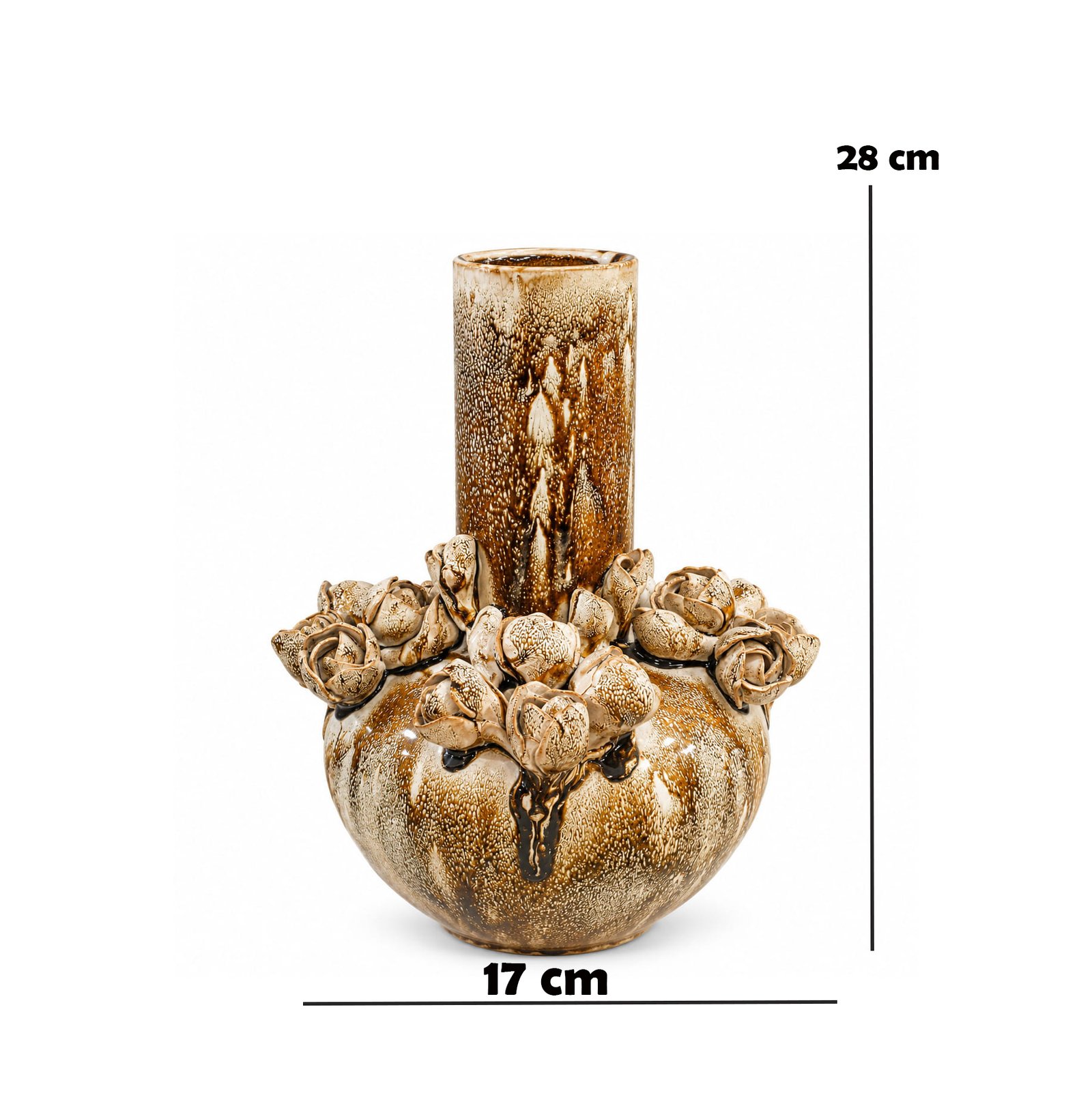 DECORATIVE CERAMIC VASE WITH ROSE DESIGN 28 CM - Image 2