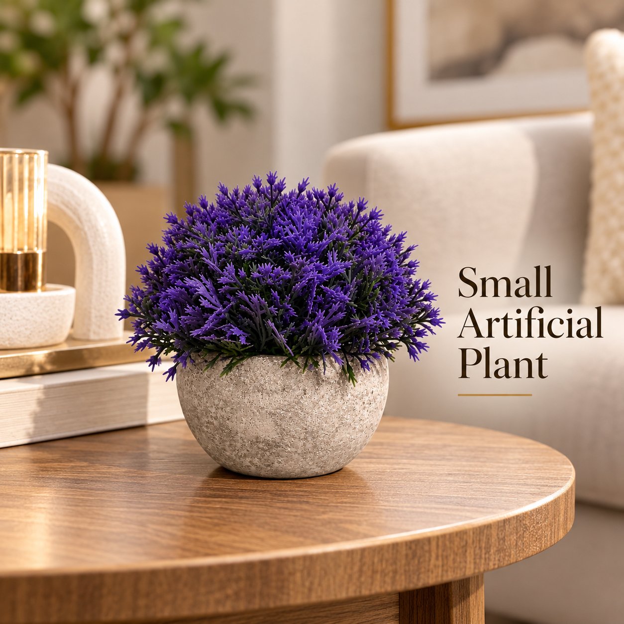 SMALL ARTIFICIAL POTTED PURPLE PLANT FOR DÉCOR - Image 2