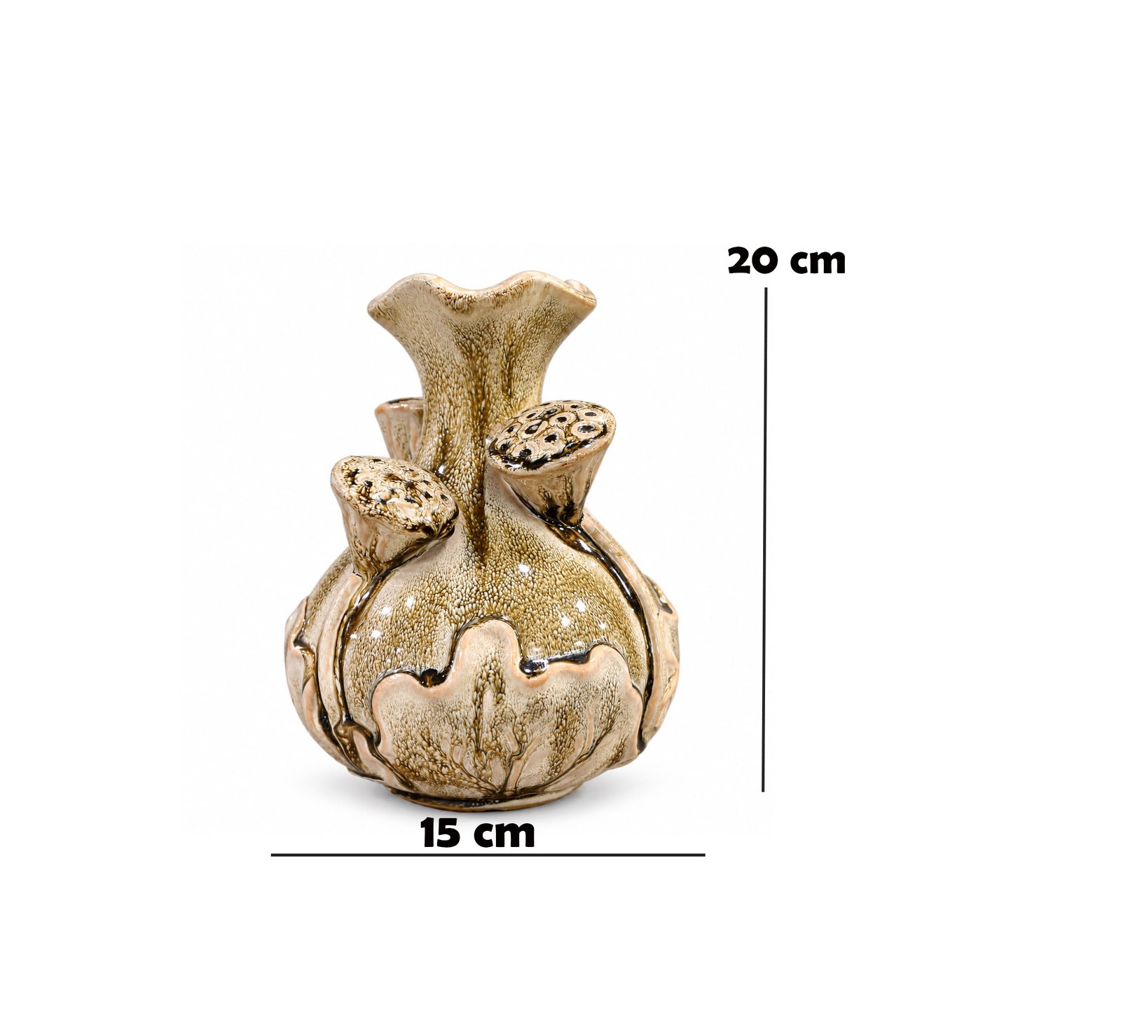 DECORATIVE CERAMIC VASE WITH FLORAL DESIGN 20CM