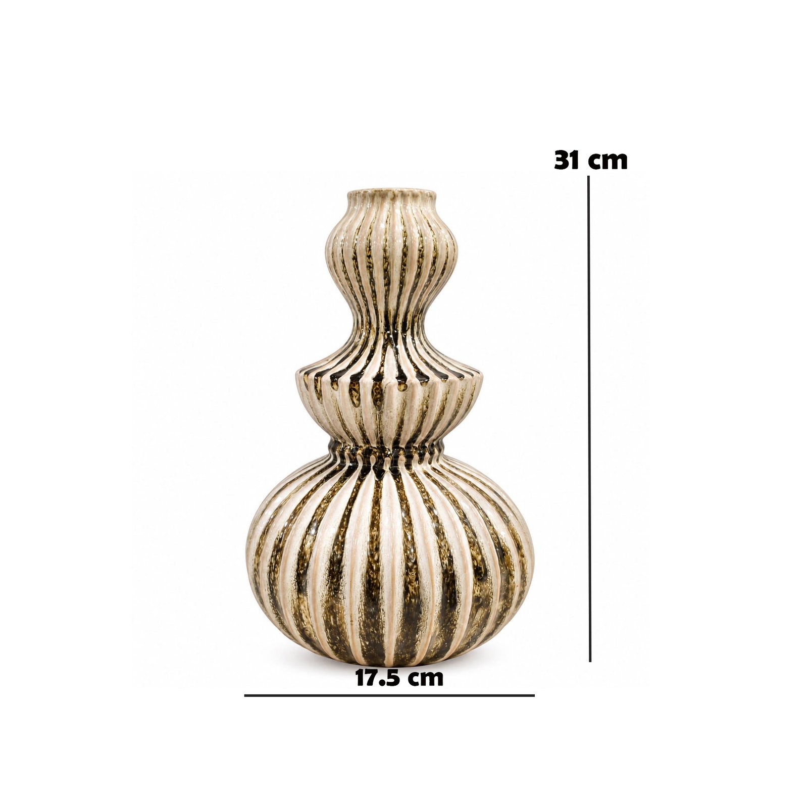 DECORATIVE RIBBED CERAMIC VASE FOR HOME DÉCOR 31 CM