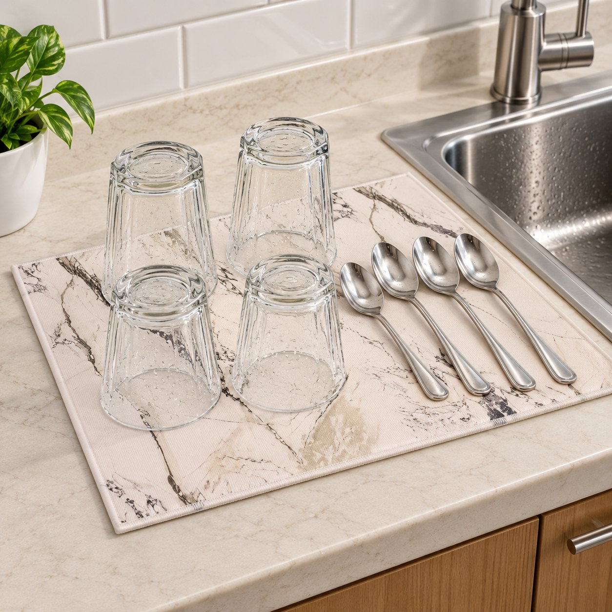MARBLE EFFECT MICROFIBER DISH DRYING MAT 50CM - Image 3