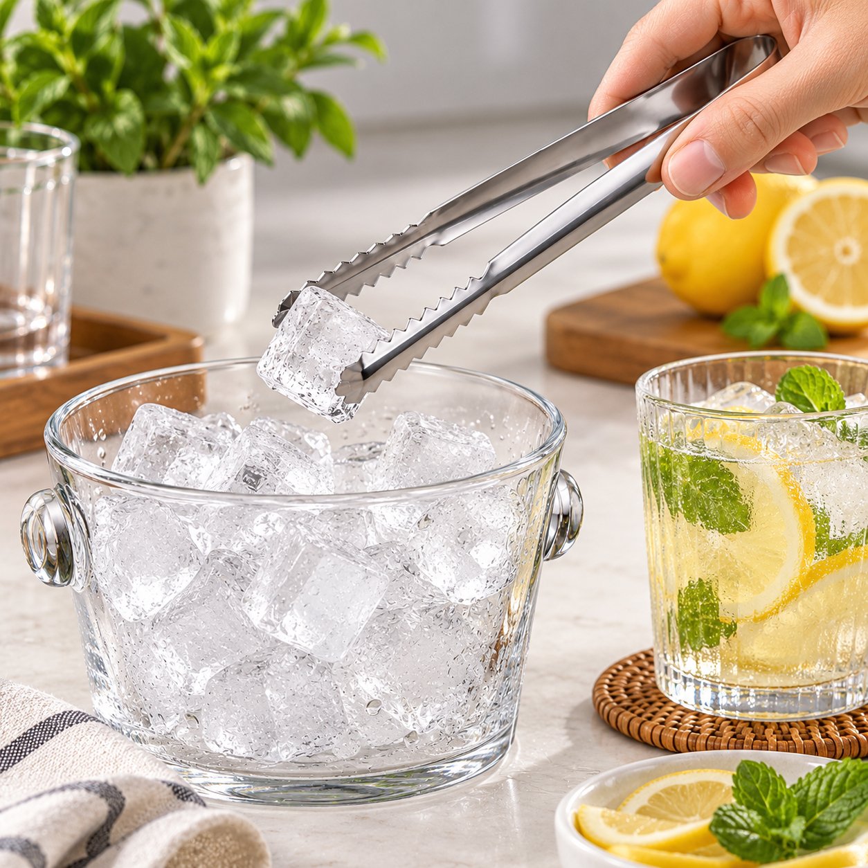 STAINLESS STEEL ICE TONG WITH SERRATED GRIP 18 CM