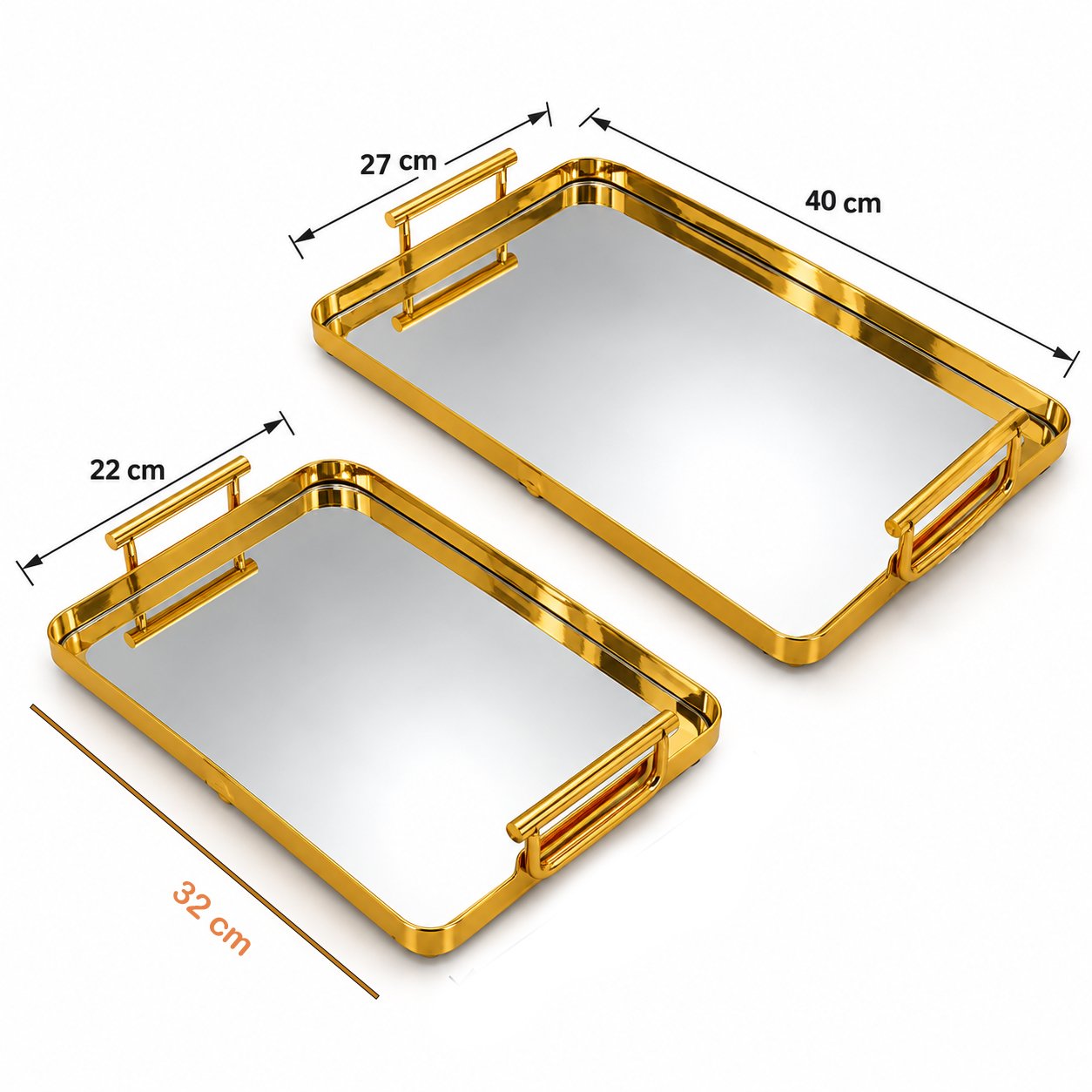 RECTANGULAR MIRRORED TRAYS SET OF 2 - Image 1