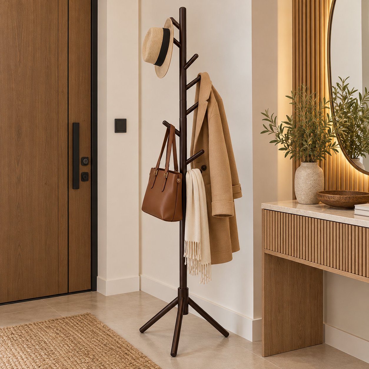 FREESTANDING TREE COAT & HAT RACK WITH 8 HOOKS 175 CM
