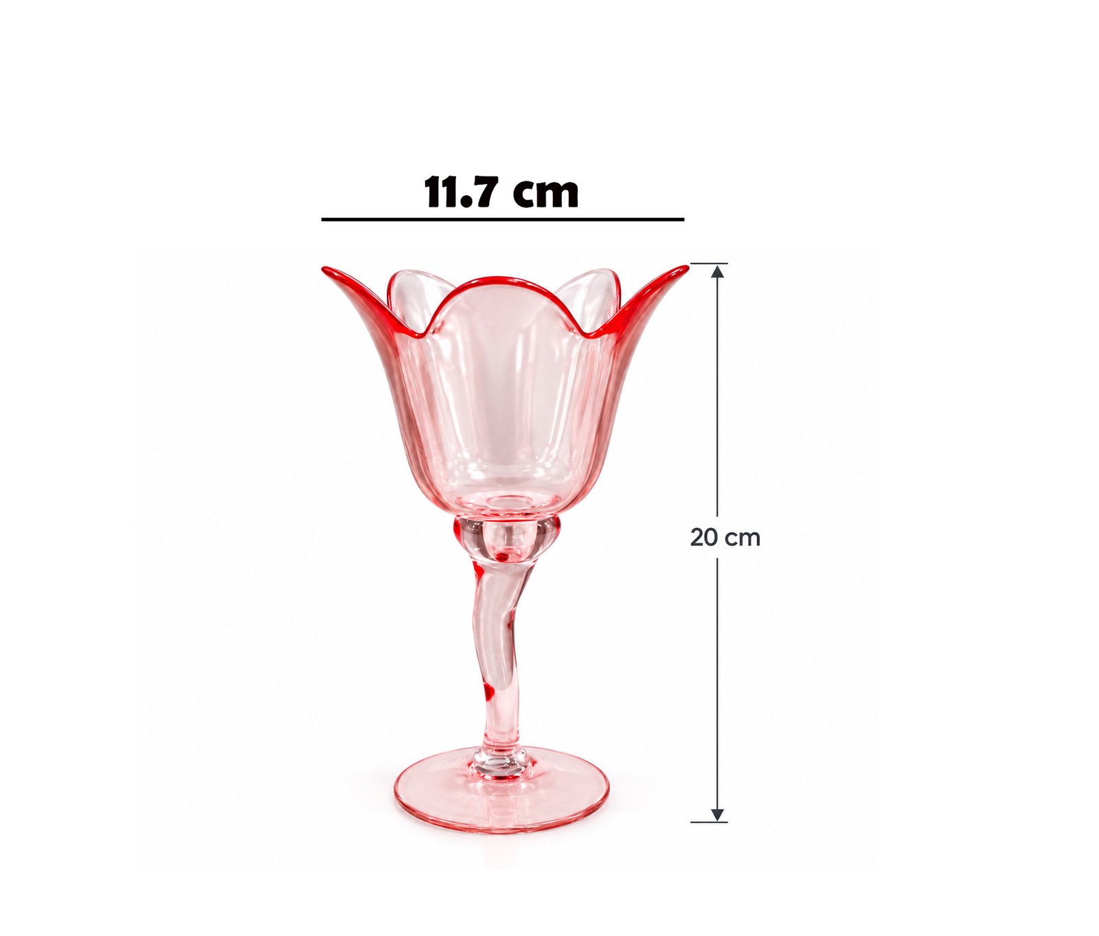 LIGHT PINK GLASS CANDLE HOLDER 20 CM
