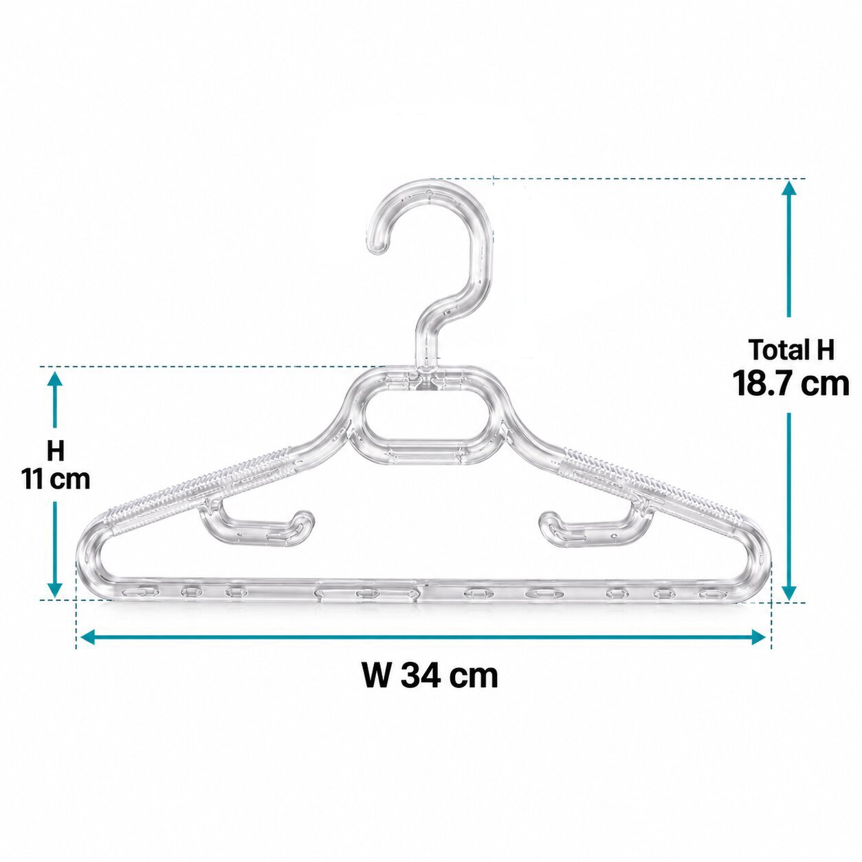 SET OF 6 CLEAR PLASTIC KIDS CLOTHES HANGERS - Image 2