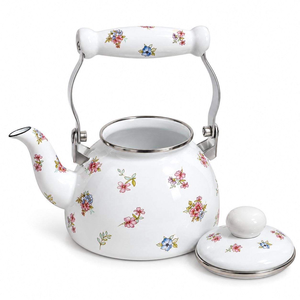 ORCHID FLORAL ENAMEL TEA KETTLE WITH LID 1.2 L - Image 4