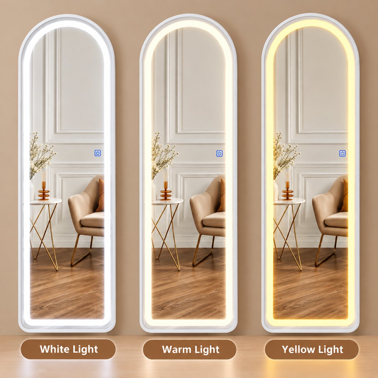SMART TOUCH LED FULL-LENGTH MIRROR WITH STAND - WHITE - Image 4