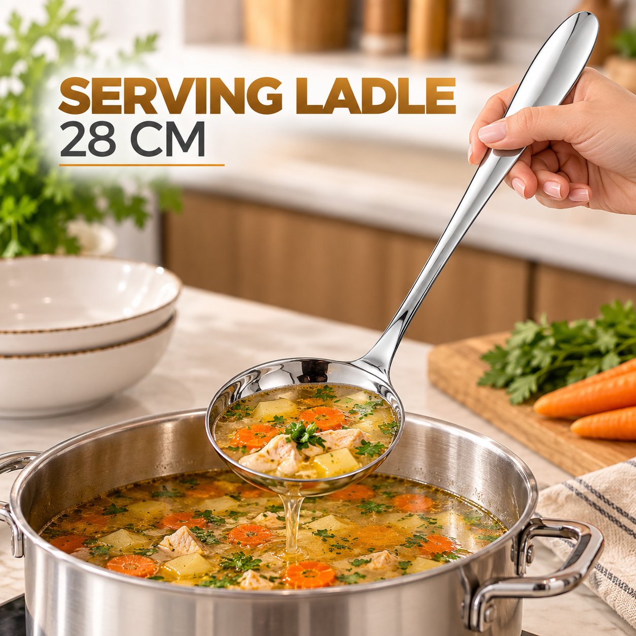 DOSTHOFF CLARA STAINLESS STEEL SERVING LADLE 28CM