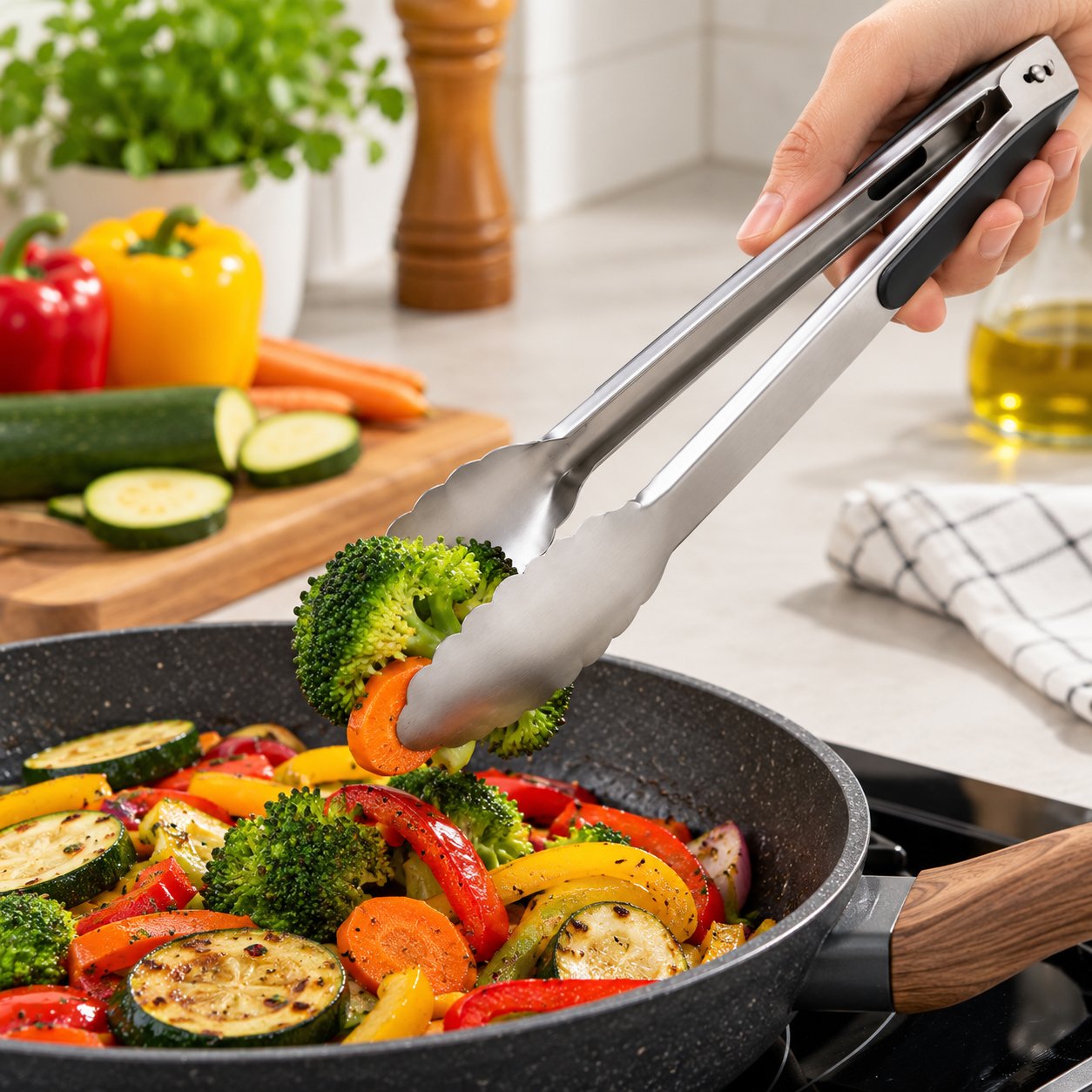 STAINLESS STEEL KITCHEN & BBQ GRILLING TONG 30 CM