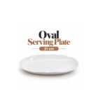 WHITE OVAL SERVING PLATE 31CM – SCALLOPED DESIGN