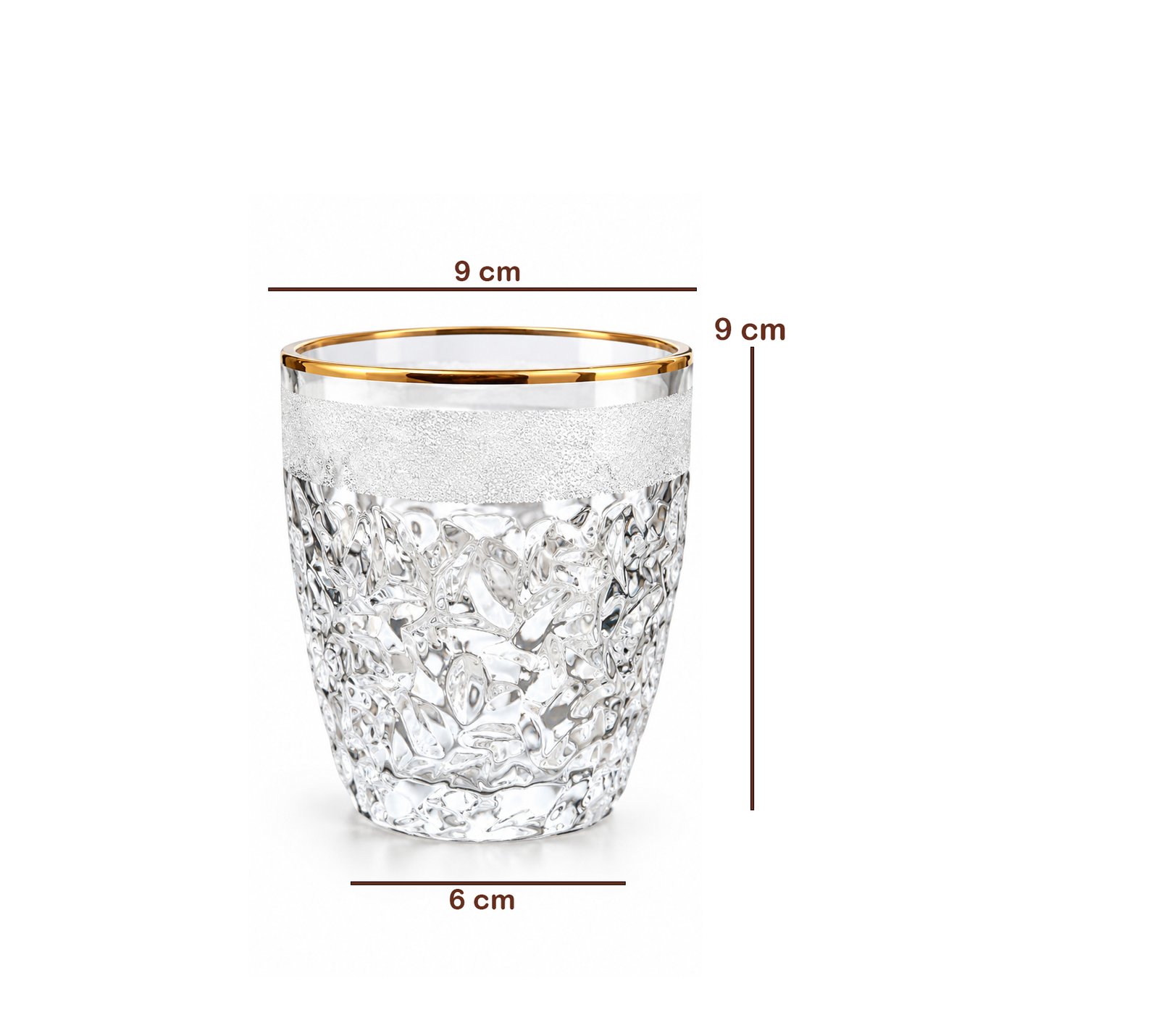 6-PIECE TEXTURED GLASS TUMBLERS WITH GOLD RIM - Image 2