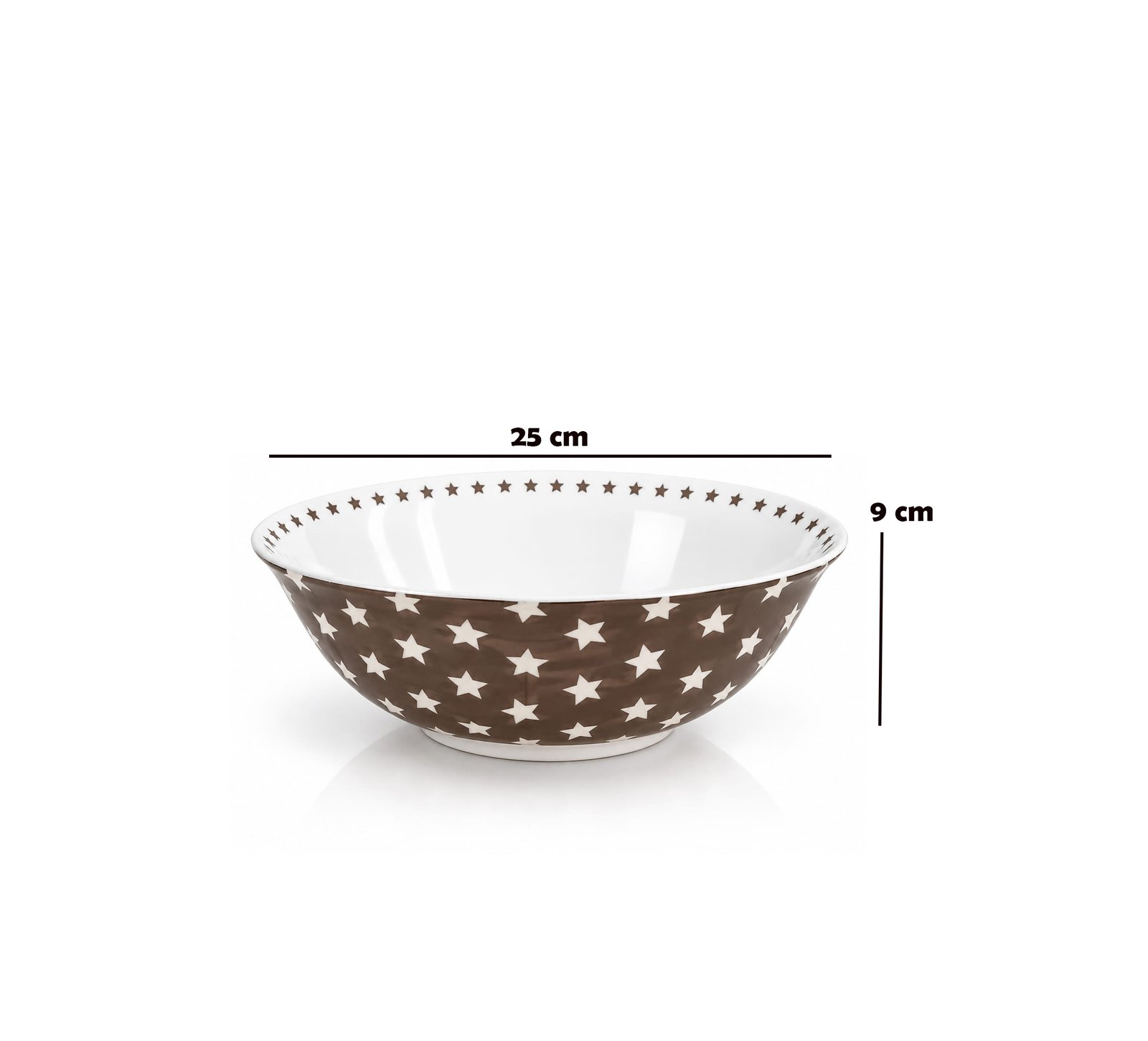 LARGE ROUND SERVING BOWL 25CM – BROWN STAR DESIGN