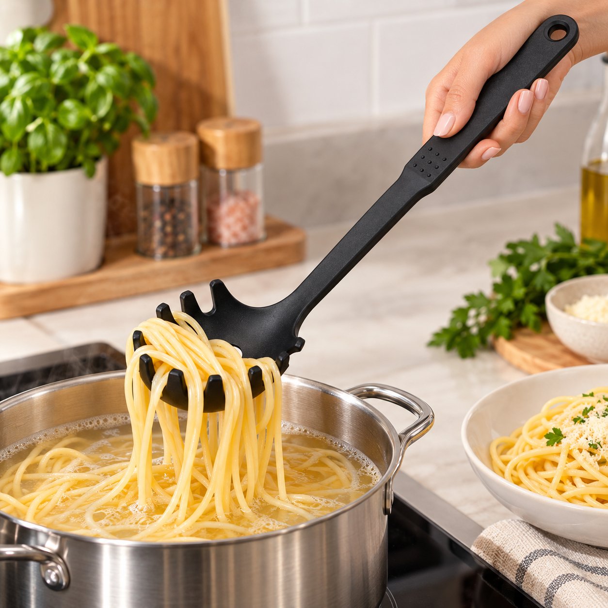 DOSTHOFF BLACK PASTA SERVER KITCHEN UTENSIL 30 CM