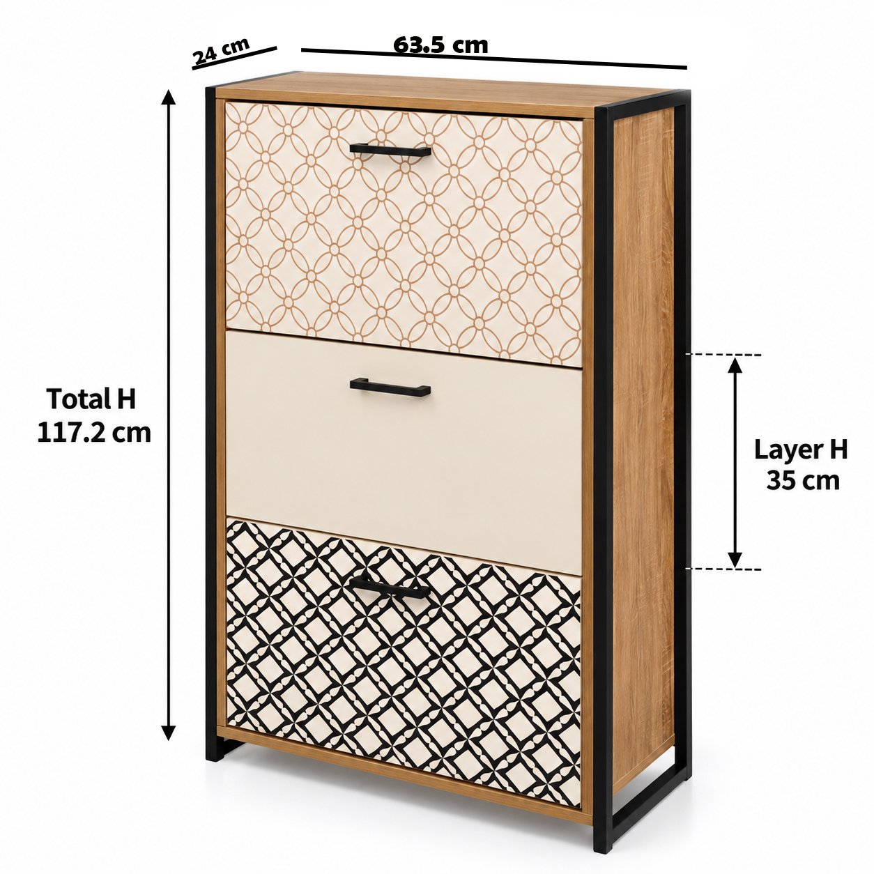 3-LAYER SHOE STORAGE CABINET WITH TILT-OUT DOORS - Image 3