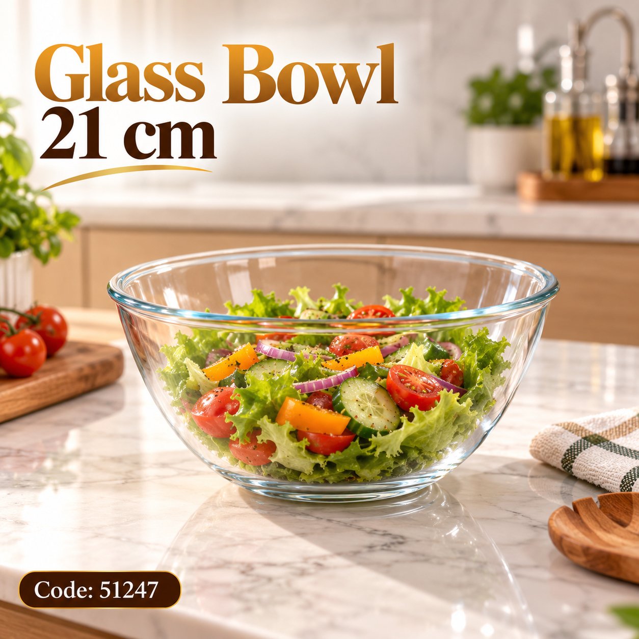 CLEAR GLASS MIXING AND SERVING BOWL 21 CM ROUND