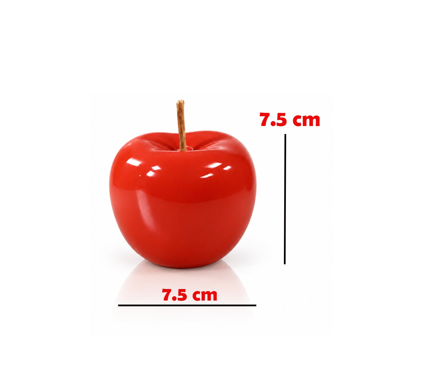 DECORATIVE GLOSSY RED CERAMIC APPLE SCULPTURE 7.5 CM - Image 2