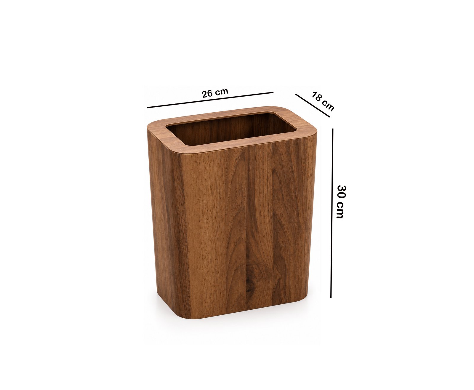 2-PIECE RECTANGULAR DARK WOOD LOOK PLASTIC WASTE BIN