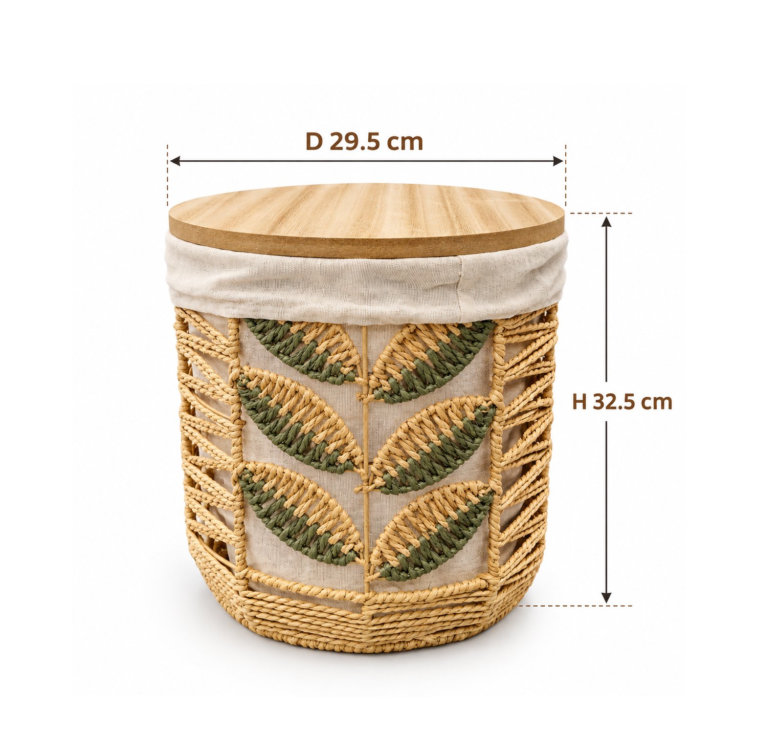 ROUND WOVEN STORAGE BASKET WITH WOODEN LID 29.5 CM - Image 3