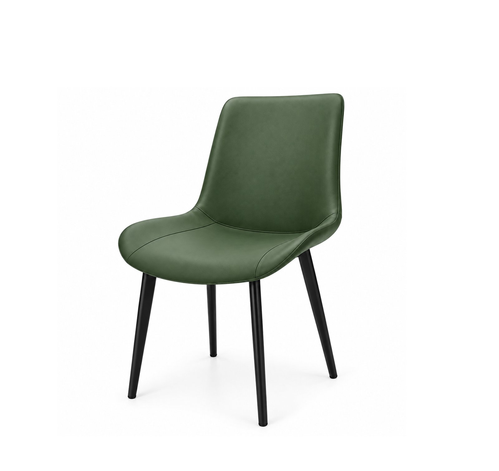 MODERN GREEN LEATHER UPHOLSTERED DINING CHAIR