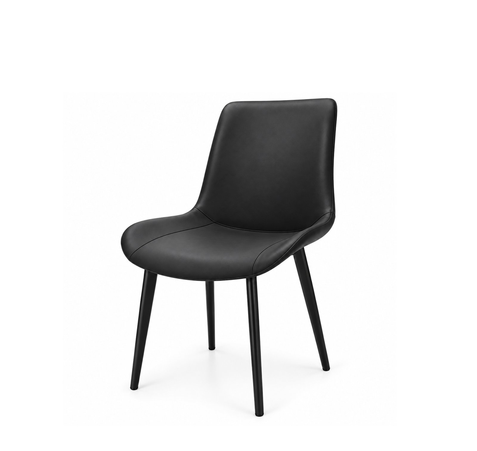 MODERN BLACK LEATHER UPHOLSTERED DINING CHAIR