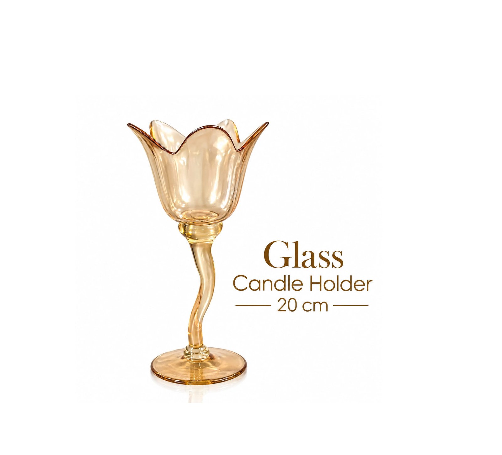 GLASS FLORAL CANDLE HOLDER 20 CM - SCALLOPED RIM