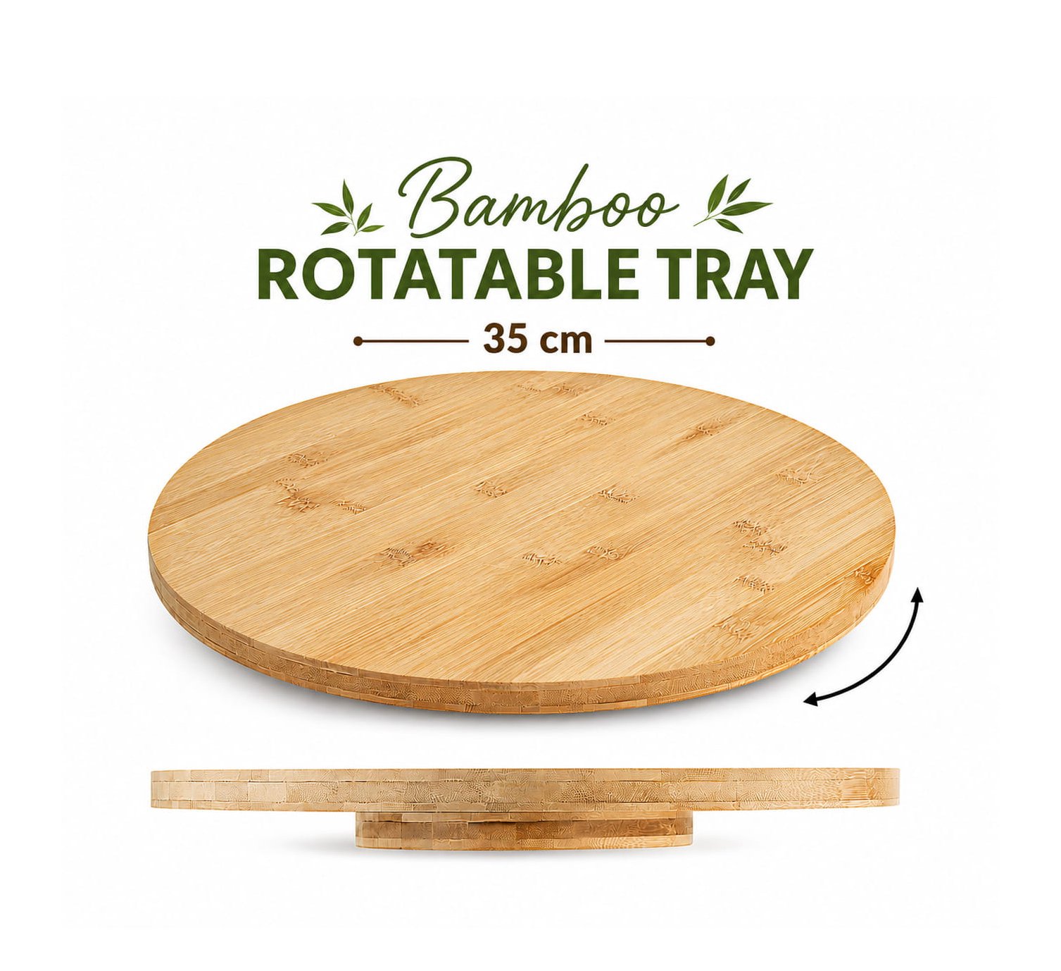 BAMBOO ROTATING 360 DEGREE SERVING TRAY 35CM