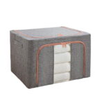 FOLDABLE STORAGE LARGE BOX WITH ZIPPER TRANSPARENT WINDOW – METAL BARS SUPPORT