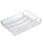 CLEAR DRAWER ORGANIZER –  PLEXY DRAWER NON-SLIP CUTLERY & UTENSIL STORAGE TRAY