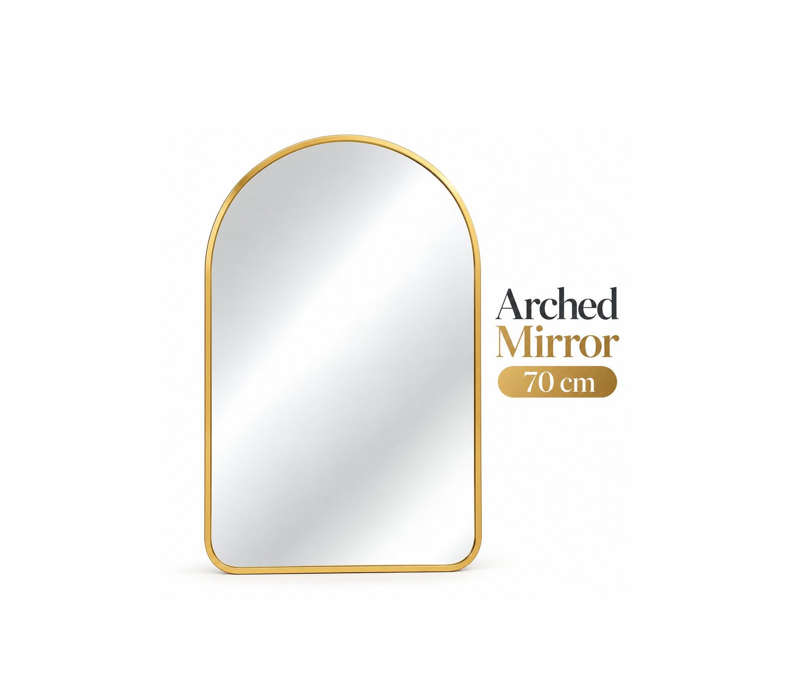 ARCHED WALL MIRROR WITH METAL FRAME 70 CM